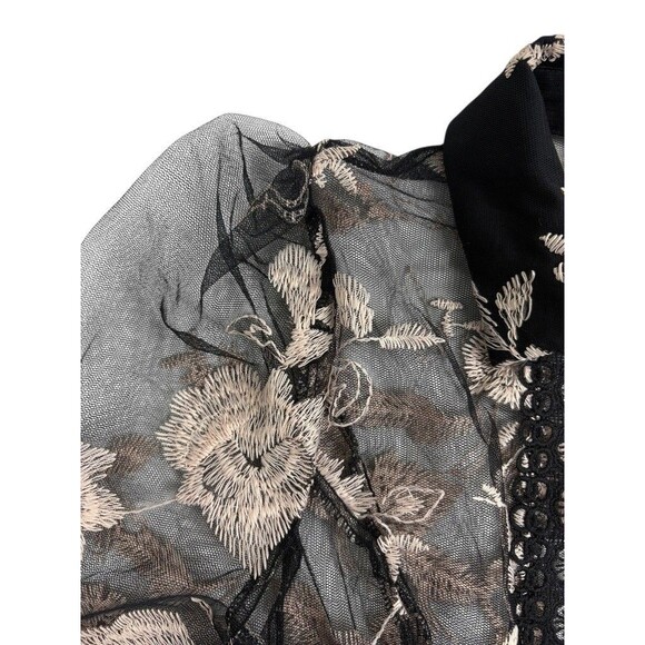NWT Mesh Floral Dark Fairy Whimsigoth Blouse Top Goth Crochet Sexy Romantic M - Picture 8 of 16